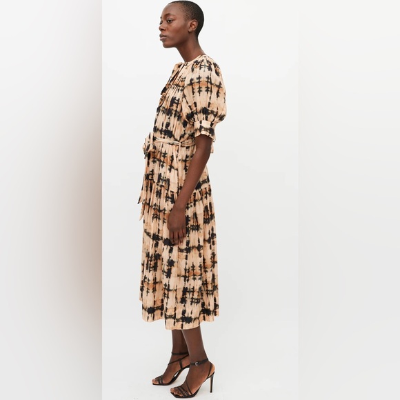 Ulla Johnson beige 'Selena' dress with tie waist in palm tie dye medium - Picture 6 of 14